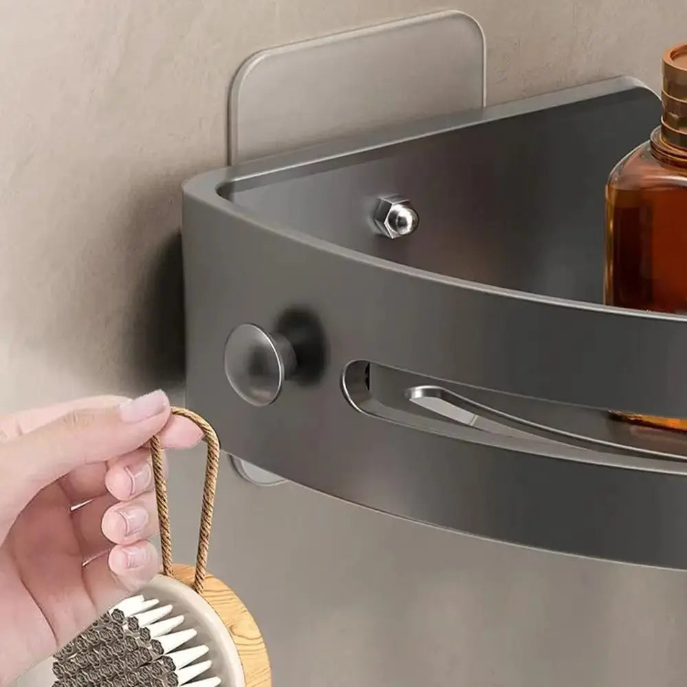 Corner Shower Shelf, Punch-Free Wall-Mounted Plastic Storage Rack, Stackable Design, 30 x 21.5 x 5.4 cm - product view 5