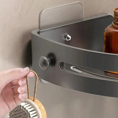 Corner Shower Shelf, Punch-Free Wall-Mounted Plastic Storage Rack, Stackable Design, 30 x 21.5 x 5.4 cm - product view 5