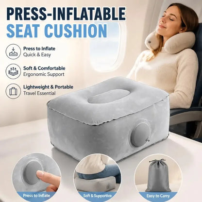Inflatable Travel Foot Rest Pillow, Press-to-Inflate Foldable Cushion for Cars, Trains, Offices, Camping and Concerts - product view 2