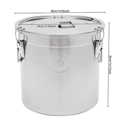 Airtight Cereal Container, 33L Stainless Steel Grain Storage Canister with Silicone Seal, Locking Lid and Handles - product view 3