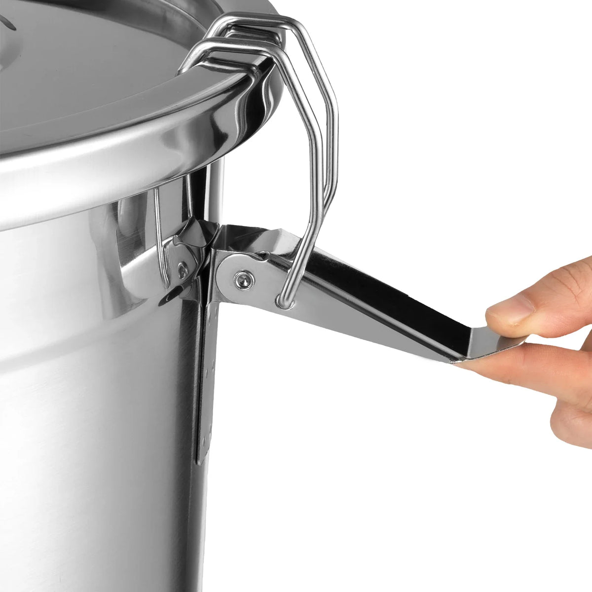 Airtight Cereal Container, 33L Stainless Steel Grain Storage Canister with Silicone Seal, Locking Lid and Handles - product view 5