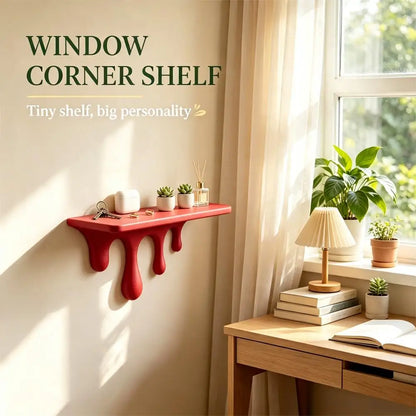 Dripping Floating Wall Shelf, PLA Single-Tier Display Ledge with Built-In Nail Slot, 15 cm Organizer in Black, Red or Green - product view 4