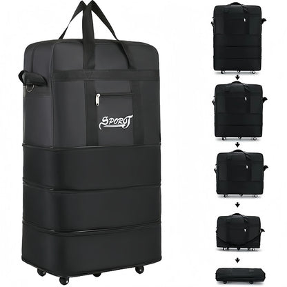 Expandable Rolling Duffel Bag, Wheeled Soft Travel Bag with Sturdy Handle, Casual Solid Design in Small, Medium and Large - product view 4