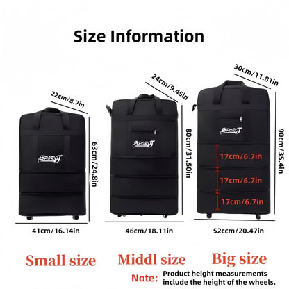 Expandable Rolling Duffel Bag, Wheeled Soft Travel Bag with Sturdy Handle, Casual Solid Design in Small, Medium and Large - product view 5