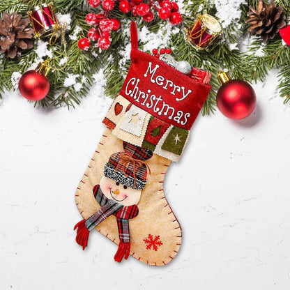 Christmas Stockings, Large 25 × 49 cm Cloth Holiday Gift Bags, Santa, Snowman, Bear or Elk Designs - product view 3
