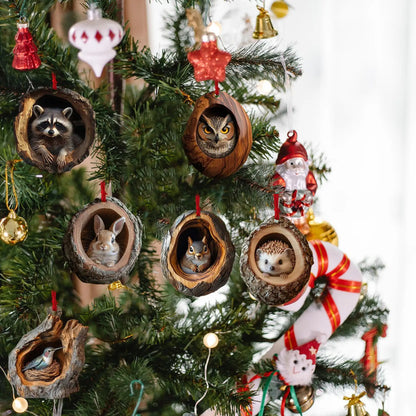 Acrylic Animal Christmas Ornament, 2D Flat 3.5-Inch Tree Pendant with Ribbon, Hedgehog, Rabbit, Squirrel or Mahjong - product view 5