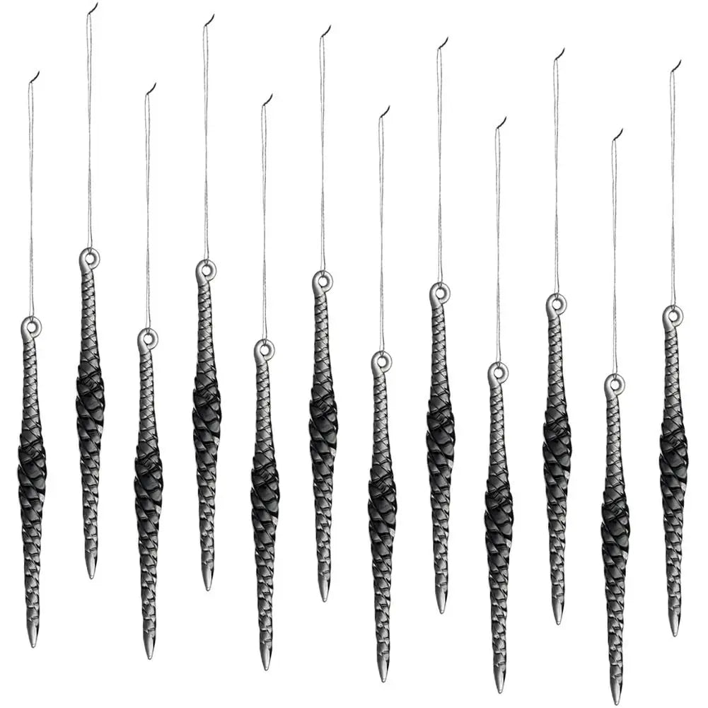 Acrylic Christmas Icicle Ornaments, 12-Piece Twisted Water Drop Tree Pendants, 12 x 1.2 cm, Multiple Colors - product view 1