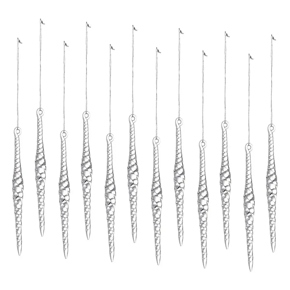 Acrylic Christmas Icicle Ornaments, 12-Piece Twisted Water Drop Tree Pendants, 12 x 1.2 cm, Multiple Colors - product view 2