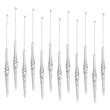 Acrylic Christmas Icicle Ornaments, 12-Piece Twisted Water Drop Tree Pendants, 12 x 1.2 cm, Multiple Colors - product view 2
