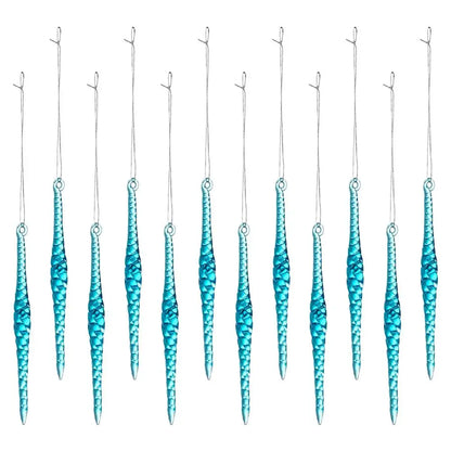 Acrylic Christmas Icicle Ornaments, 12-Piece Twisted Water Drop Tree Pendants, 12 x 1.2 cm, Multiple Colors - product view 3