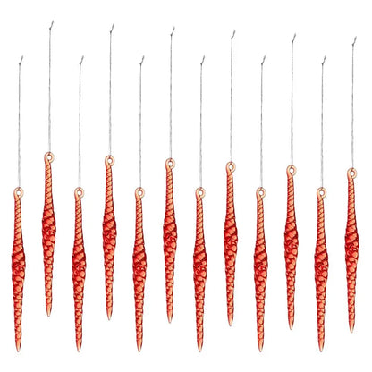 Acrylic Christmas Icicle Ornaments, 12-Piece Twisted Water Drop Tree Pendants, 12 x 1.2 cm, Multiple Colors - product view 4
