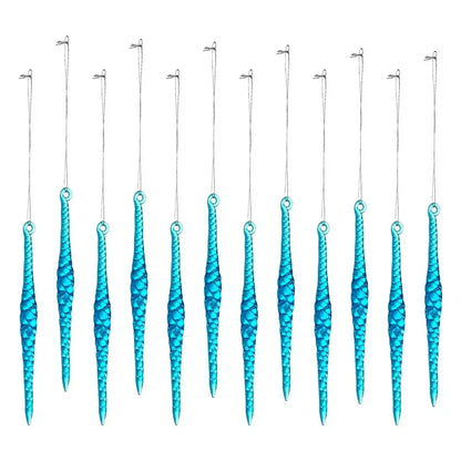 Acrylic Christmas Icicle Ornaments, 12-Piece Twisted Water Drop Tree Pendants, 12 x 1.2 cm, Multiple Colors - product view 5