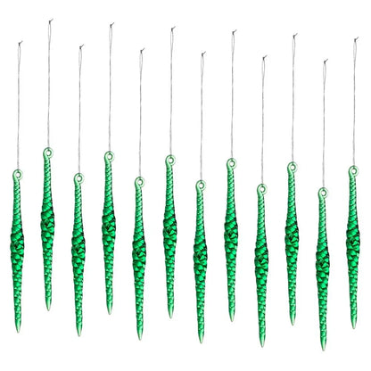 Acrylic Christmas Icicle Ornaments, 12-Piece Twisted Water Drop Tree Pendants, 12 x 1.2 cm, Multiple Colors - product view 6
