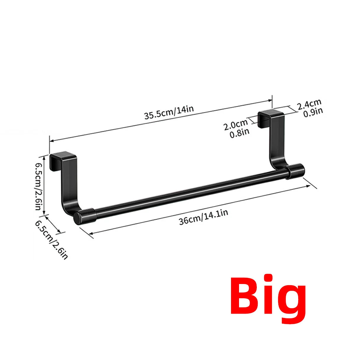 Over Door Drying Rack, Stainless Steel Cabinet Door Towel Bar, No-Drill Space-Saving Hanger for Kitchen and Bathroom - product view 2