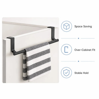 Over Door Drying Rack, Stainless Steel Cabinet Door Towel Bar, No-Drill Space-Saving Hanger for Kitchen and Bathroom - product view 4