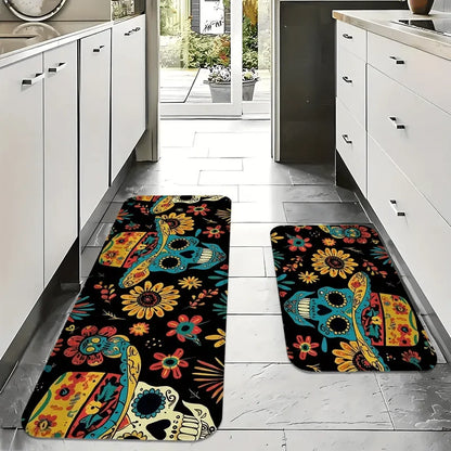 Geometric Anti-Fatigue Kitchen Floor Mat, Soft Polyester, Anti-Slip PVC Backing, Fade-Resistant, Multiple Sizes - product view 1