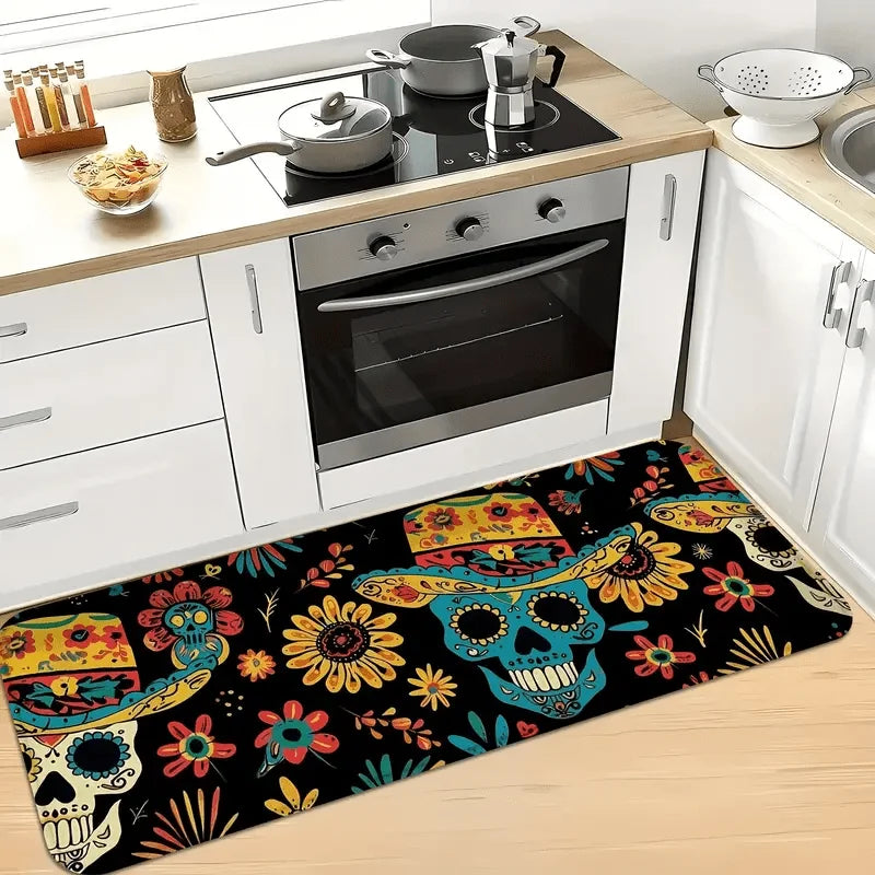 Geometric Anti-Fatigue Kitchen Floor Mat, Soft Polyester, Anti-Slip PVC Backing, Fade-Resistant, Multiple Sizes - product view 2