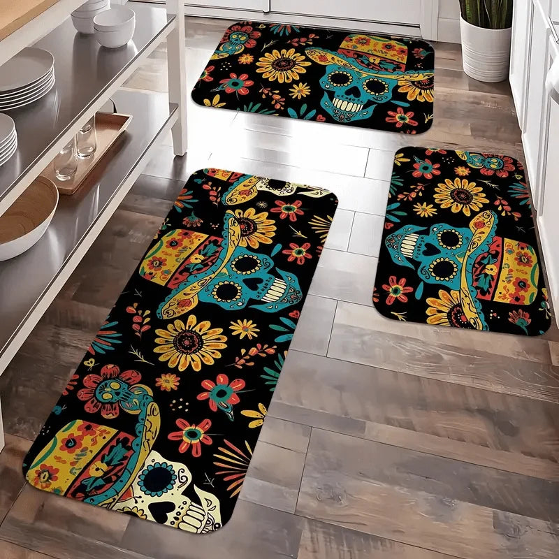 Geometric Anti-Fatigue Kitchen Floor Mat, Soft Polyester, Anti-Slip PVC Backing, Fade-Resistant, Multiple Sizes - product view 5