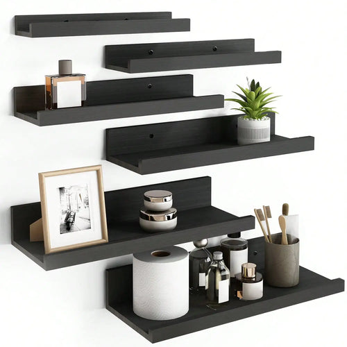 6-Piece Floating Picture Ledge Shelf Set with Lip, Wall-Mounted Display Shelves for Bedroom, Living Room, Kitchen and Bathroom - product view 1