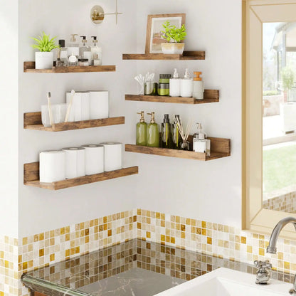 6-Piece Floating Picture Ledge Shelf Set with Lip, Wall-Mounted Display Shelves for Bedroom, Living Room, Kitchen and Bathroom - product view 4