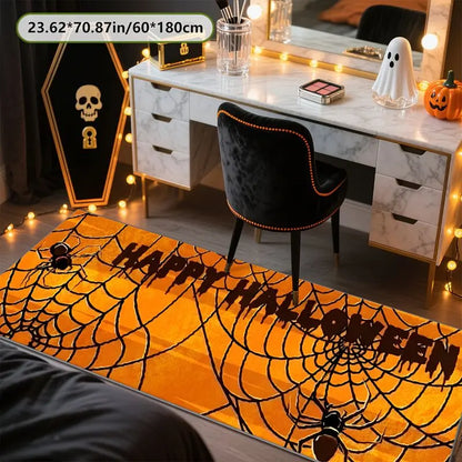 Halloween Spider Web Runner Rug, Soft Polyester, Non-Slip PVC Backing, Washable Floor Mat for Hallway Entryway - product view 4