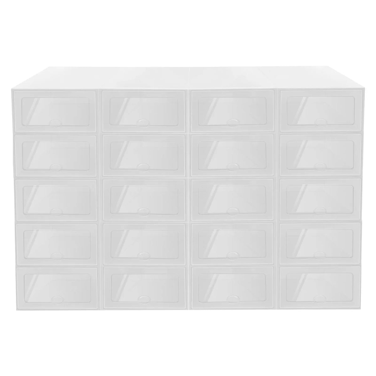 20-Pack Stackable Shoe Storage Boxes, Foldable Transparent PP Organizers with Ventilation, White Space-Saving Closet Containers - product view 1