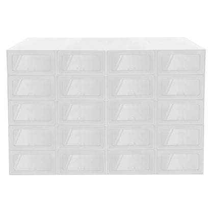 20-Pack Stackable Shoe Storage Boxes, Foldable Transparent PP Organizers with Ventilation, White Space-Saving Closet Containers - product view 1