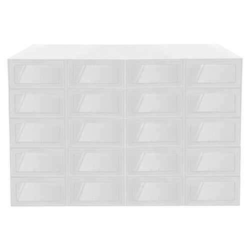 20-Pack Stackable Shoe Storage Boxes, Foldable Transparent PP Organizers with Ventilation, White Space-Saving Closet Containers - product view 1