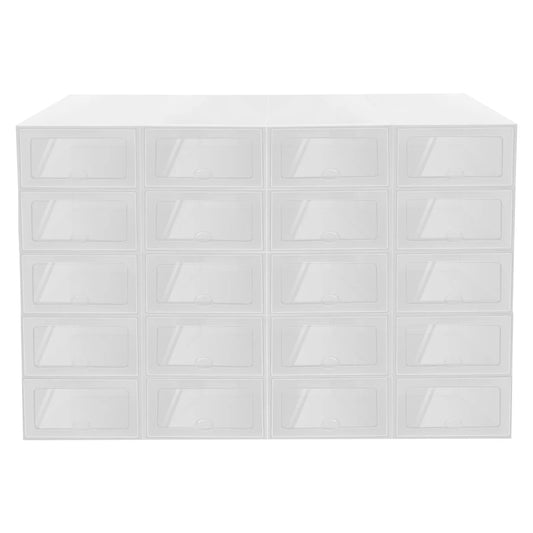 20-Pack Stackable Shoe Storage Boxes, Foldable Transparent PP Organizers with Ventilation, White Space-Saving Closet Containers - product view 1