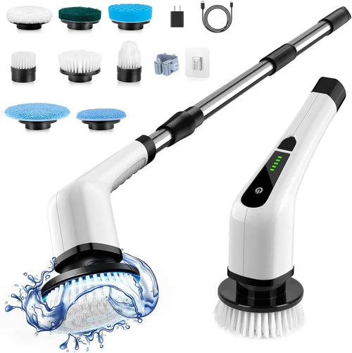 Electric Spin Scrubber, 400 RPM Cordless Cleaning Brush with 9 Replaceable Heads, 70-Minute Work Time for Bathroom and Car - product view 1