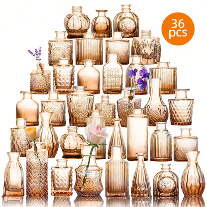 Glass Bud Vase Set, Clear or Amber Mini Flower Vases in 18-Piece and 36-Piece Options for Centerpieces and Table Decor - product view 3