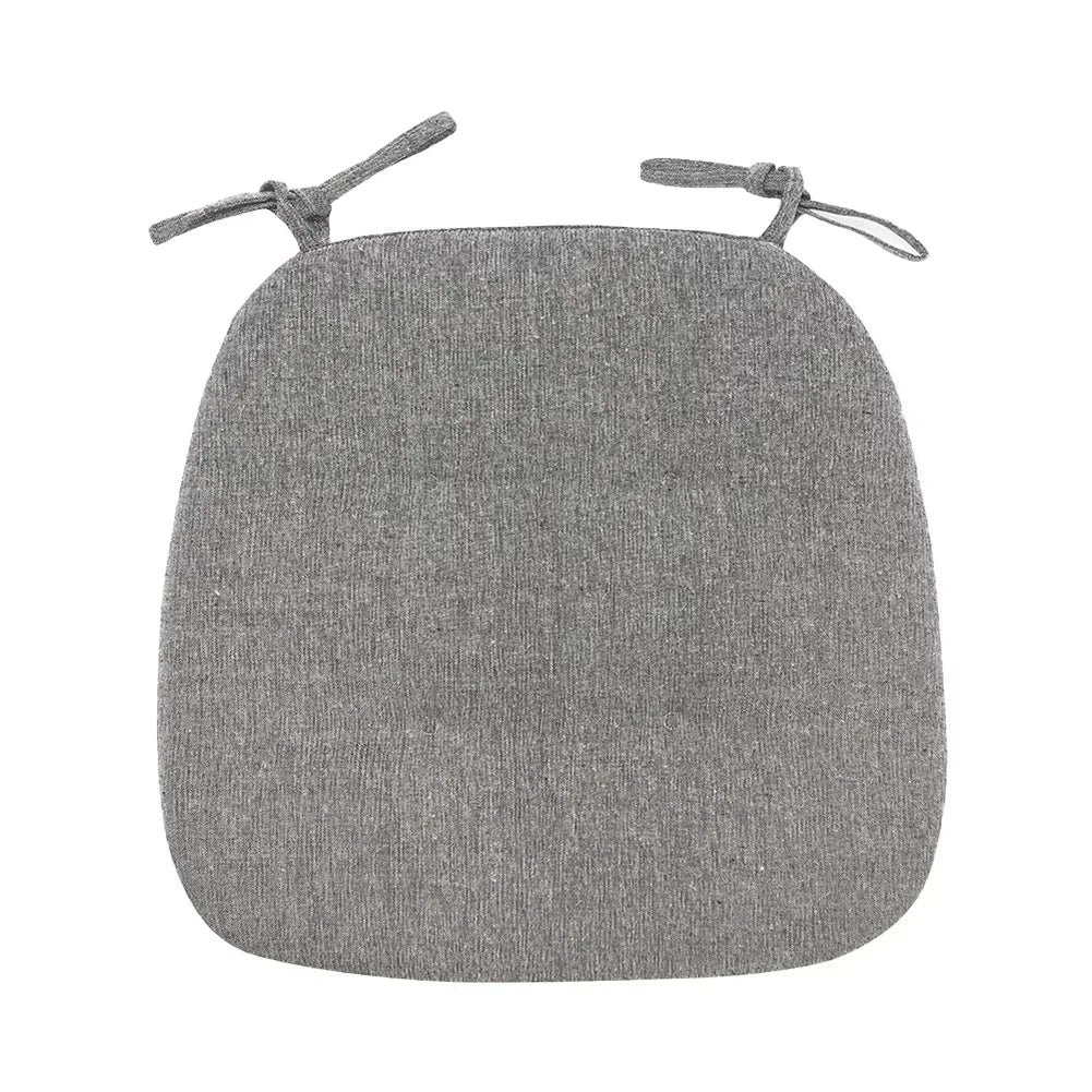 Cotton Linen Chair Cushion, High-Density Sponge, Breathable Plain Seat Pad with Anti-Slip Straps, 43 x 41 x 3 cm - product view 1