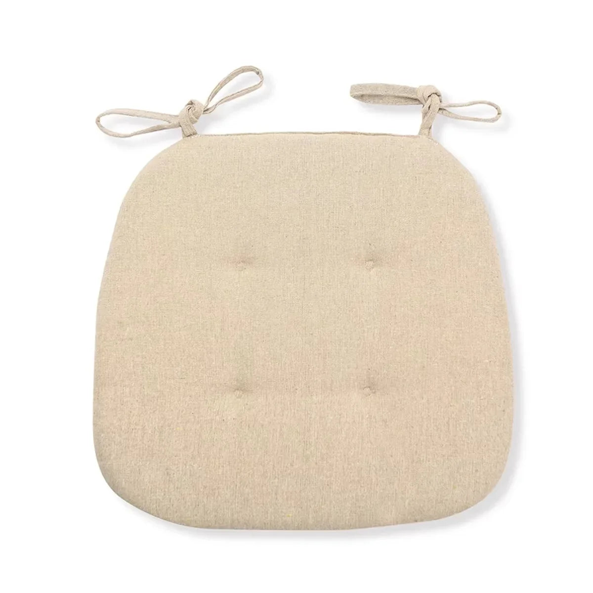 Cotton Linen Chair Cushion, High-Density Sponge, Breathable Plain Seat Pad with Anti-Slip Straps, 43 x 41 x 3 cm - product view 2