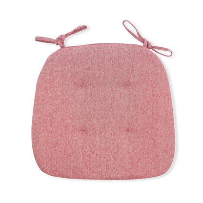 Cotton Linen Chair Cushion, High-Density Sponge, Breathable Plain Seat Pad with Anti-Slip Straps, 43 x 41 x 3 cm - product view 4