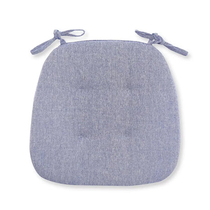 Cotton Linen Chair Cushion, High-Density Sponge, Breathable Plain Seat Pad with Anti-Slip Straps, 43 x 41 x 3 cm - product view 5