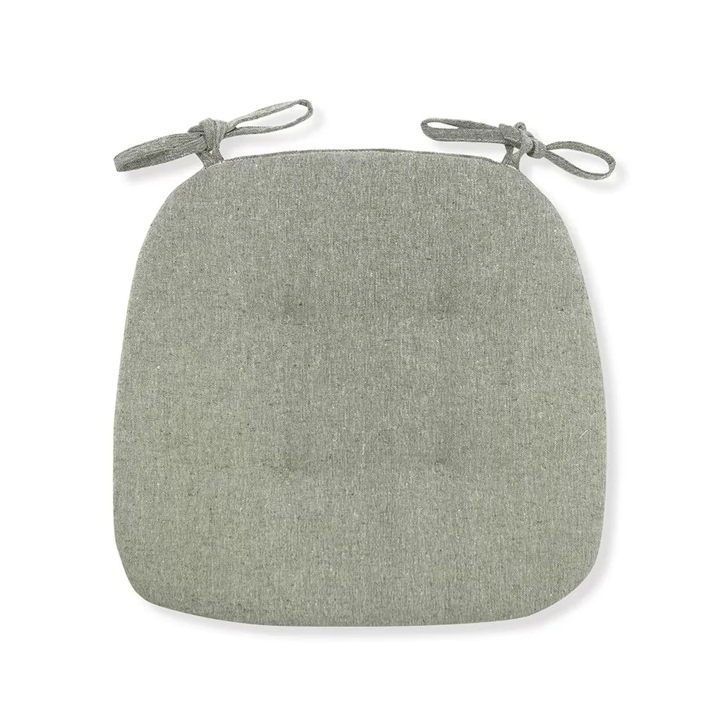 Cotton Linen Chair Cushion, High-Density Sponge, Breathable Plain Seat Pad with Anti-Slip Straps, 43 x 41 x 3 cm - product view 6