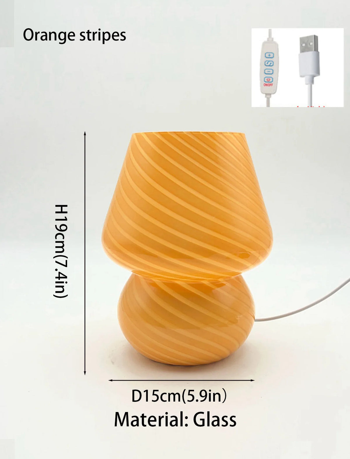 ribbed glass table lamp - product view 3