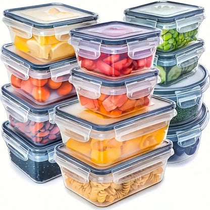 12-Piece Plastic Food Storage Container Set, Clear Lidded Boxes for Kitchen, Fridge, Lunch and Pantry Organization - product view 1
