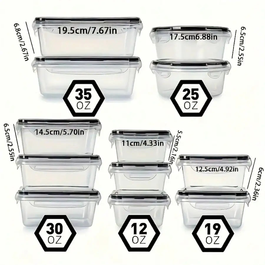 12-Piece Plastic Food Storage Container Set, Clear Lidded Boxes for Kitchen, Fridge, Lunch and Pantry Organization - product view 2
