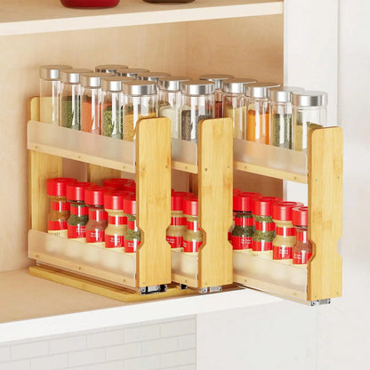 2-Tier Pull-Out Spice Rack Organizer, Sliding Cabinet Shelf for Seasoning Jars, Kitchen Pantry and Countertop Storage - product view 1