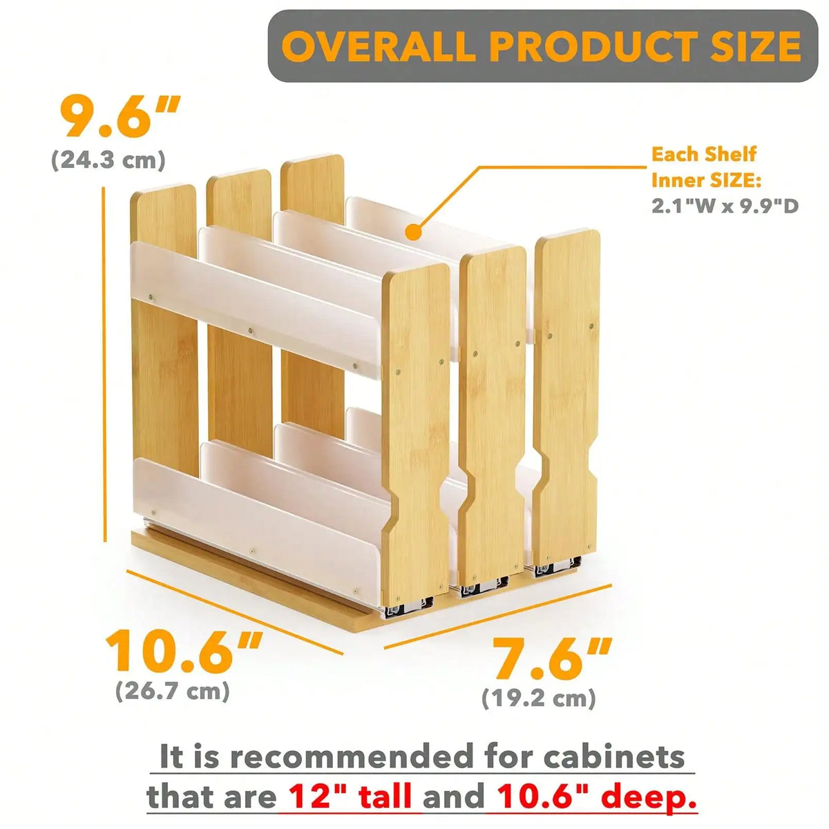 2-Tier Pull-Out Spice Rack Organizer, Sliding Cabinet Shelf for Seasoning Jars, Kitchen Pantry and Countertop Storage - product view 2
