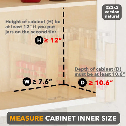 2-Tier Pull-Out Spice Rack Organizer, Sliding Cabinet Shelf for Seasoning Jars, Kitchen Pantry and Countertop Storage - product view 4