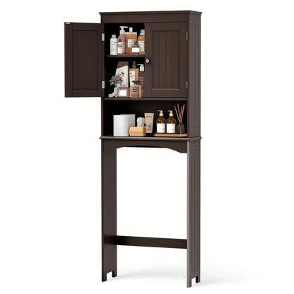 Over-Toilet Storage Cabinet, Adjustable Waterproof Shelf, Tissue Holder, Freestanding Floor-Standing Bathroom Organizer - product view 2