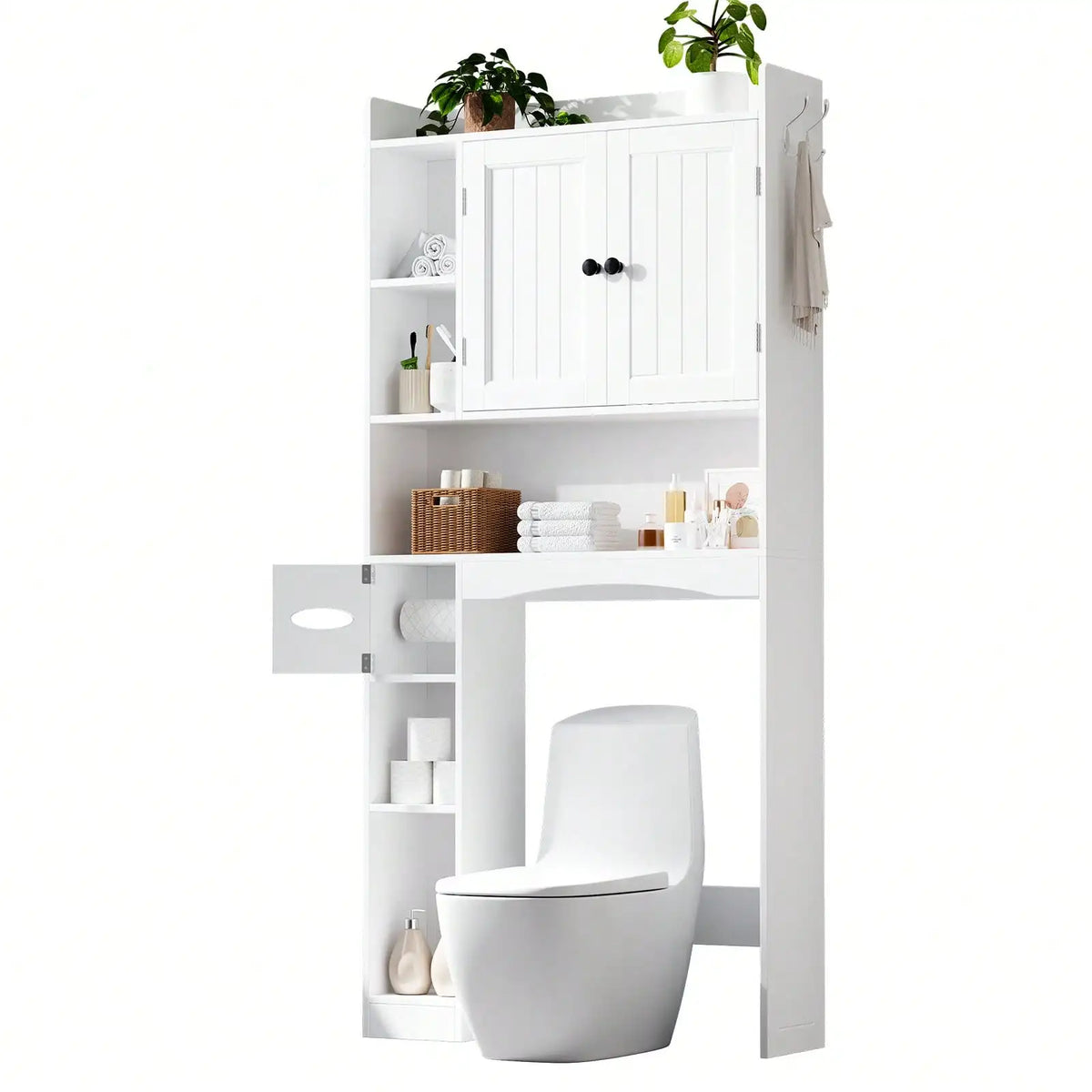 Over-Toilet Storage Cabinet, Adjustable Waterproof Shelf, Tissue Holder, Freestanding Floor-Standing Bathroom Organizer - product view 3