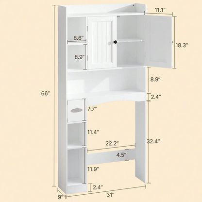 Over-Toilet Storage Cabinet, Adjustable Waterproof Shelf, Tissue Holder, Freestanding Floor-Standing Bathroom Organizer - product view 5