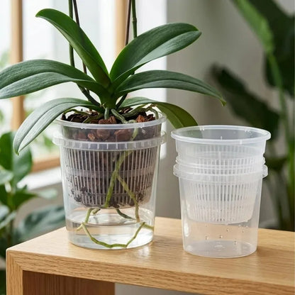 Self-Watering Orchid Planter, Clear Double-Layer Plastic Pot with Inner Mesh Root Control, 11 cm or 14 cm Sizes - product view 5