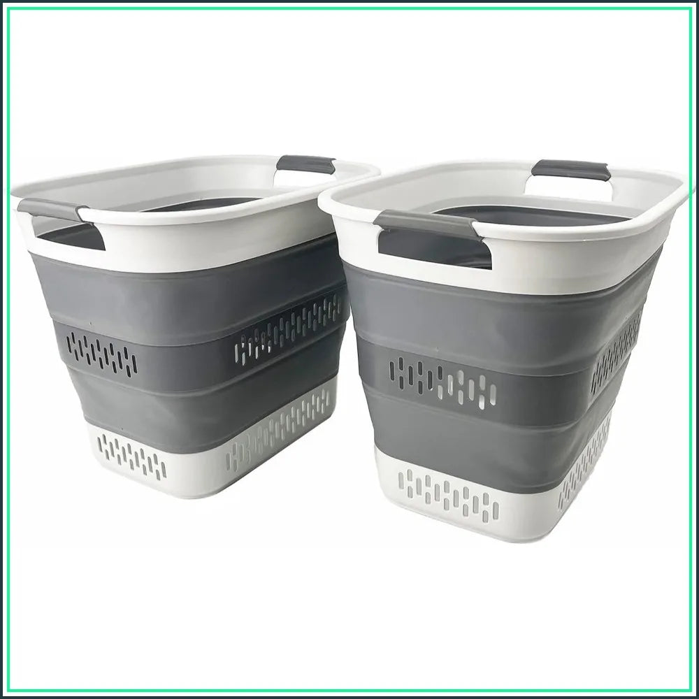 Foldable Laundry Basket, 40L Pop-Up Acrylic Hamper, Space-Saving Portable Storage Container in Grey for Home and Travel - product view 1