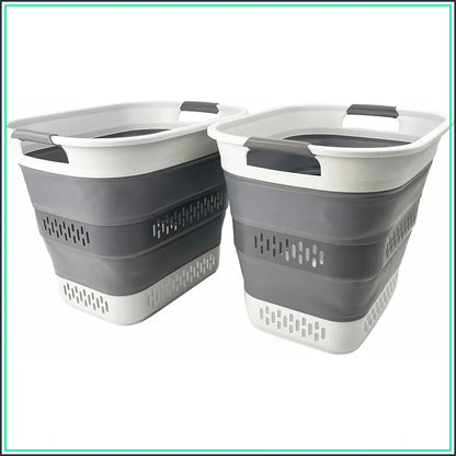 Foldable Laundry Basket, 40L Pop-Up Acrylic Hamper, Space-Saving Portable Storage Container in Grey for Home and Travel - product view 1