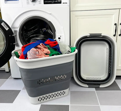 Foldable Laundry Basket, 40L Pop-Up Acrylic Hamper, Space-Saving Portable Storage Container in Grey for Home and Travel - product view 3