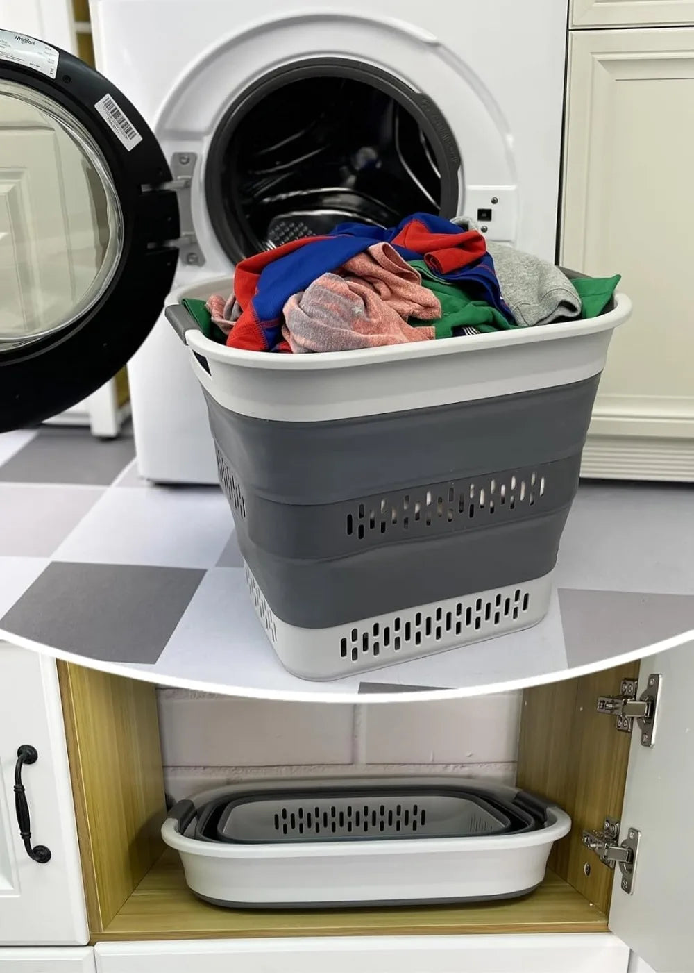 Foldable Laundry Basket, 40L Pop-Up Acrylic Hamper, Space-Saving Portable Storage Container in Grey for Home and Travel - product view 4
